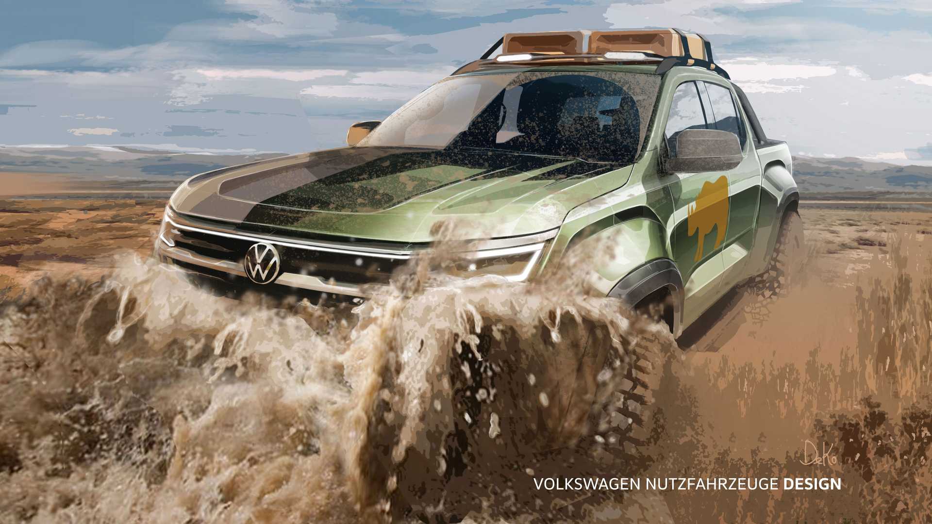 Компания Volkswagen показала первые изображения салона пикапа Volkswagen Amarok нового поколения