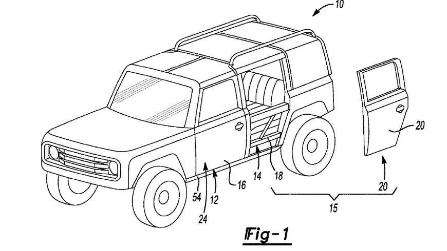 Появился патент на быстросъёмные двери для внедорожника Ford Bronco 