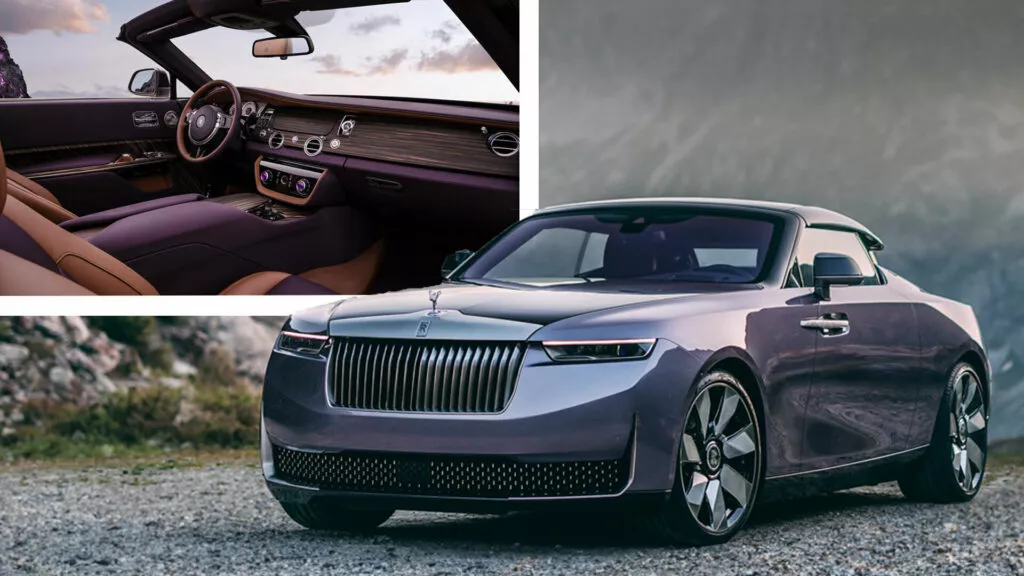 Rolls-Royce показал свой уникальный автомобиль Amethyst Droptail с аэродинамически деревянной поверхностью