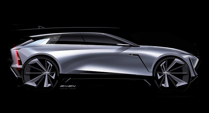 Электрический кроссовер Cadillac Lyriq показали на эскизе дизайна General Motors