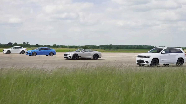 Кто окажется быстрее - Audi RS5, BMW M2, Bentley Continental GT или Jeep Trackhawk?