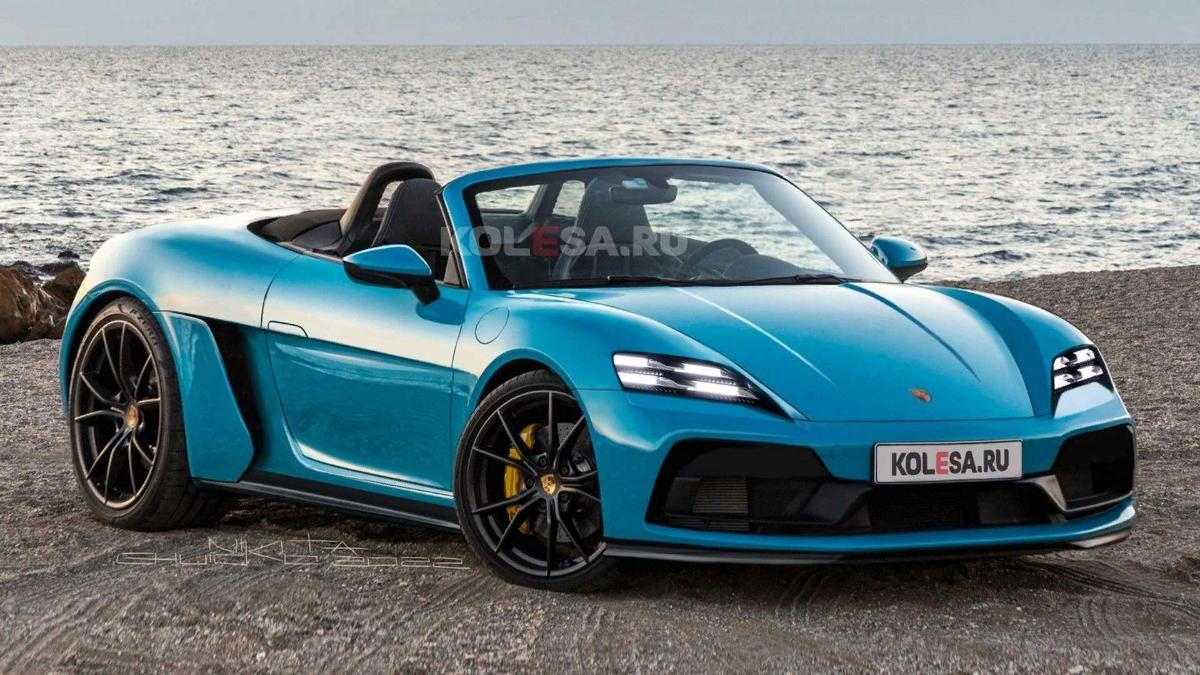 В Сети показан рендер электрического Porsche Boxster В Сети показан рендер электрического Porsche Boxster