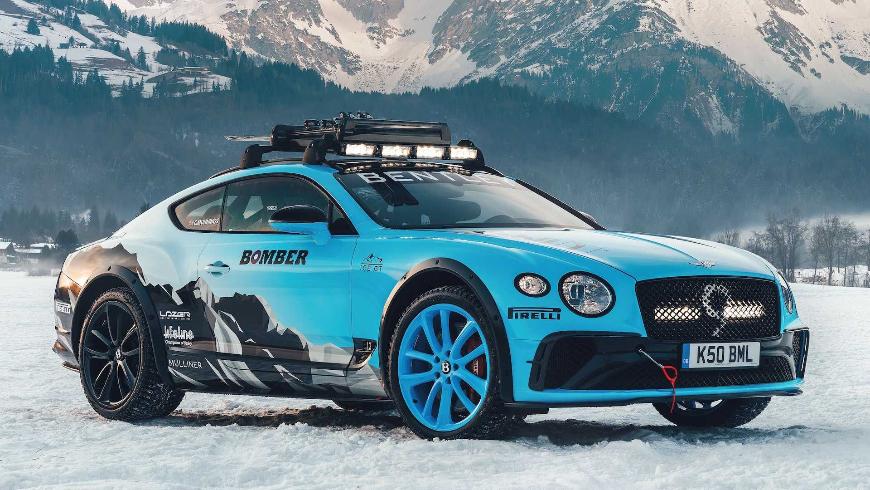 Смотрите как гоночный Bentley Continental GT гоняет по снегу
