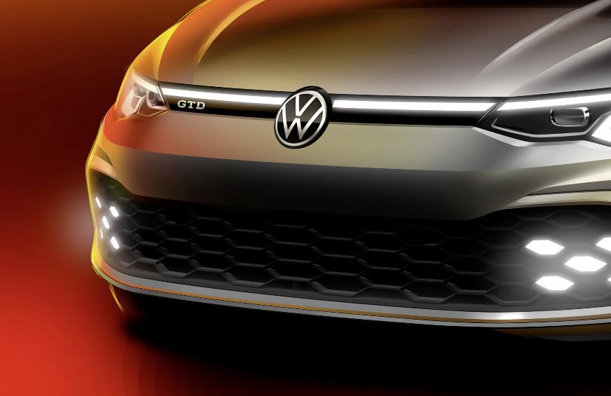 VW опубликовала тизер на высокопроизводительный Golf GTD