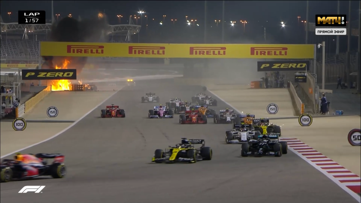 Гран-При Бахрейна Формулы-1 остановили из-за страшной аварии Романа Грожана