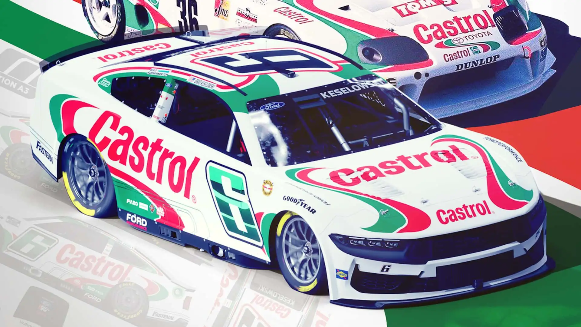 Ford Mustang представлен в культовой ливрее Castrol для гонок NASCAR