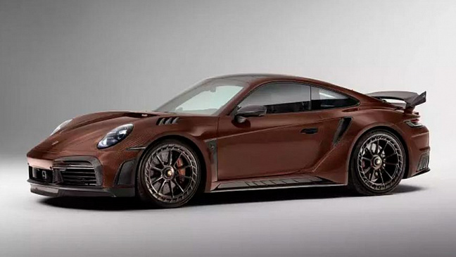 Российское ателье TopCar Design показало эксклюзивный Porsche 911 Turbo S в коричневом углепластике