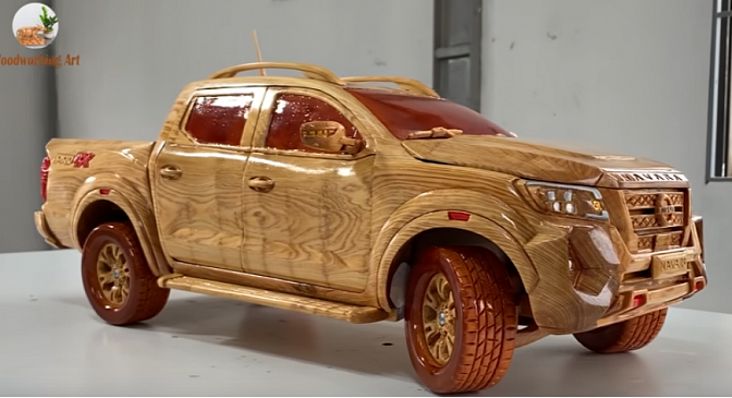 Представлена очень реалистичная деревянная копия пикапа Nissan Navara