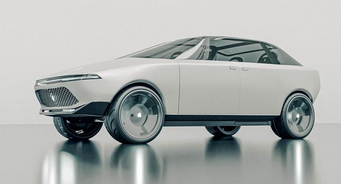 В Сети показали 3D-модель первого электрокара Apple Car на основе патентов компании