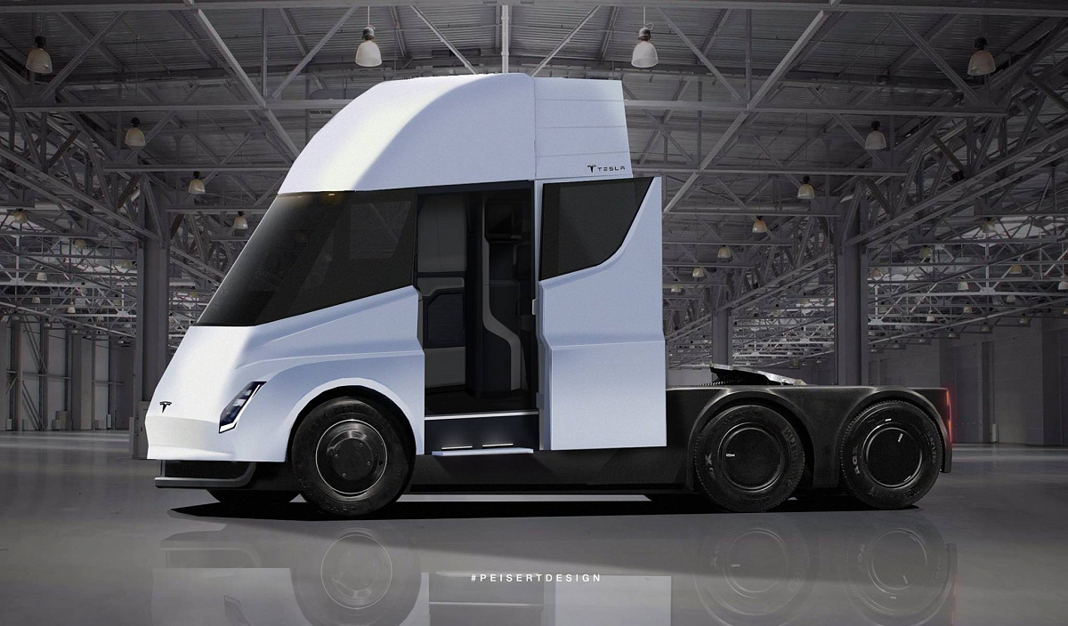 Электрический грузовик Tesla Semi массой более 36 тонн проехал 800 км без  подзарядки