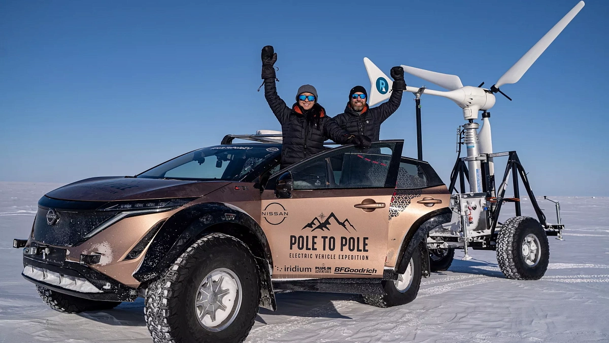 Электрический кроссовер Nissan Ariya отправился в первое путешествие от Северного полюса к Южному