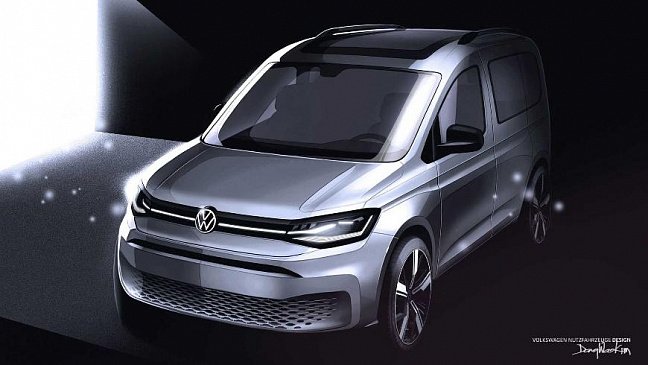 Volkswagen опубликовал тизер на обновленный фургон Caddy 2020 