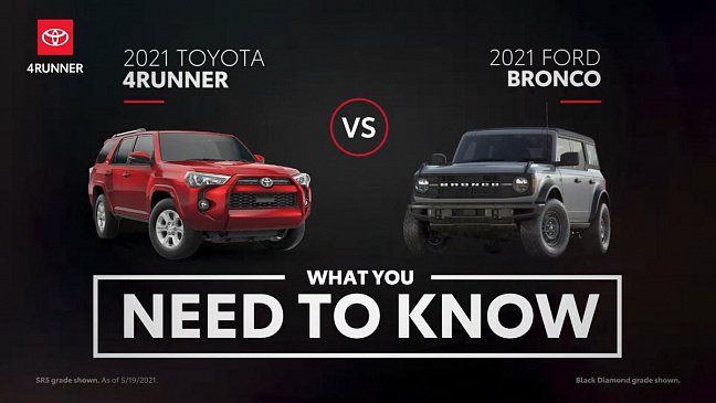 Toyota сравнивает свой внедорожник 4Runner 2021 года с Ford Bronco