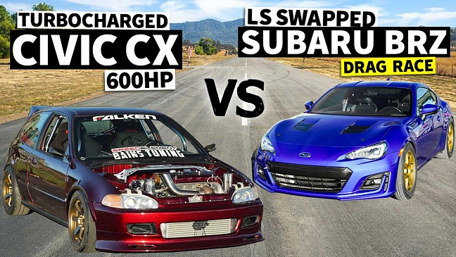 Сможет ли модифицированный Civic с мотором LS обогнать этот Subaru BRZ? 