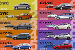 Компания Honda опубликовала коллаж со всеми версиями модели Civic