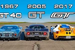В этом видео показано, какое из поколений суперкара Ford GT самое быстрое