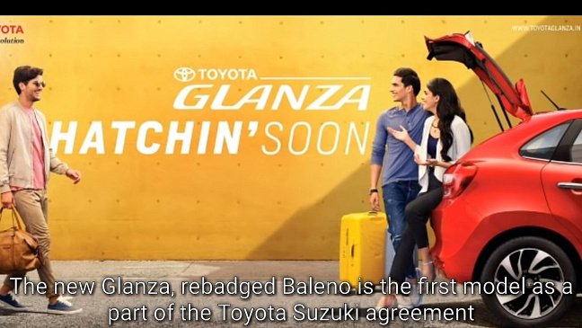 Toyota готовится вывести на рынок новых хэтч Glanza: представлен видеотизер
