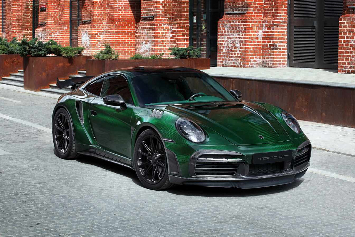 Российское тюнинг-ателье Top Car представило карбоновый PORSCHE 911 Turbo S в зеленом цвете 