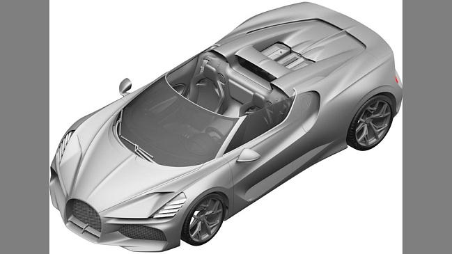 Компания Bugatti зарегистрировала внешность лимитированного гиперкара Mistral в России в 2023 году