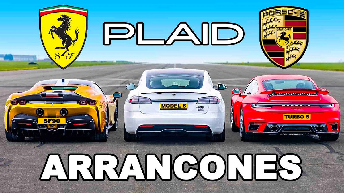 Сможет ли мощнейший электромобиль Tesla Model S Plaid обогнать Ferrari SF90 и Porsche 911 Turbo S?