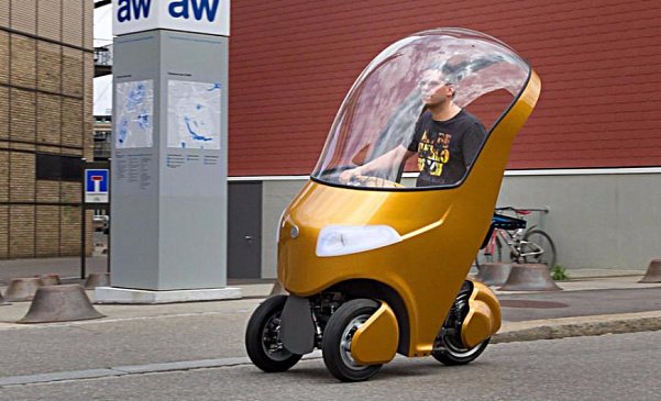 В Швейцарии придумали трехколесный Bicar - гибрид скутера, велосипеда и электрокара