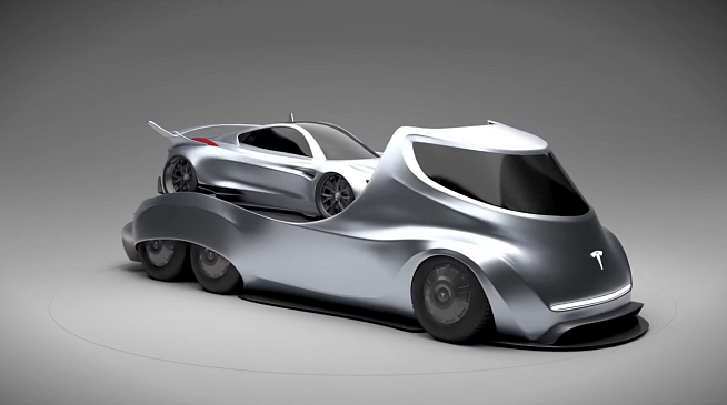 Дизайнер представил новый транспортер, полуприцеп и суперкар компании Tesla