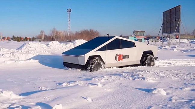 Российский Tesla Cybertruck испытали в зимних условиях